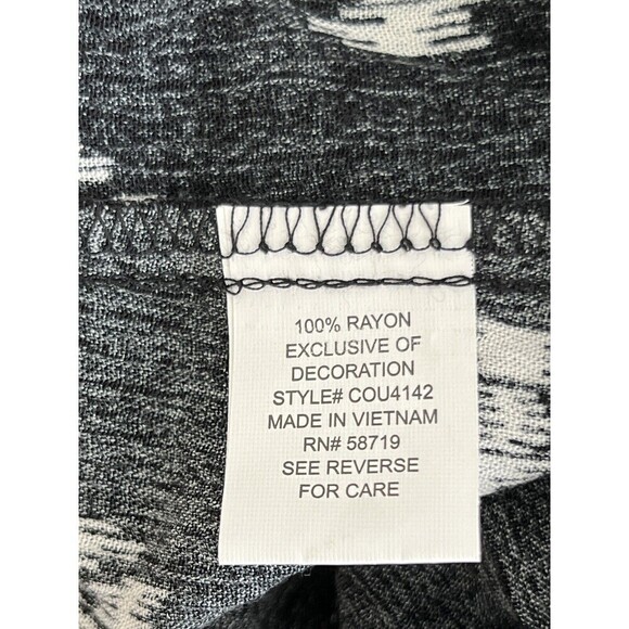 NY Collection Women's Black White Boho Loose Fit 3/4 Sleeve Tunic Tassels Sz Med - Picture 6 of 9